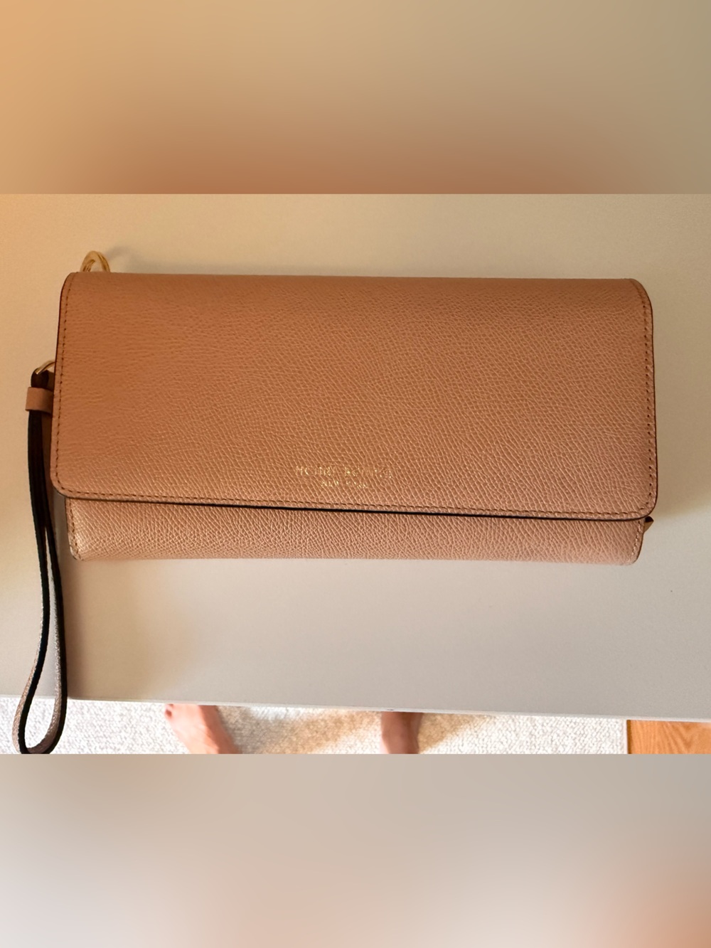 henri bendel Pink Pebbled Leather Wristlet Clutch
